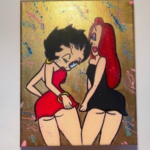 Betty boop & Jessica Rabbit mini dress
PAINTING 8x10 canvas Splatter back